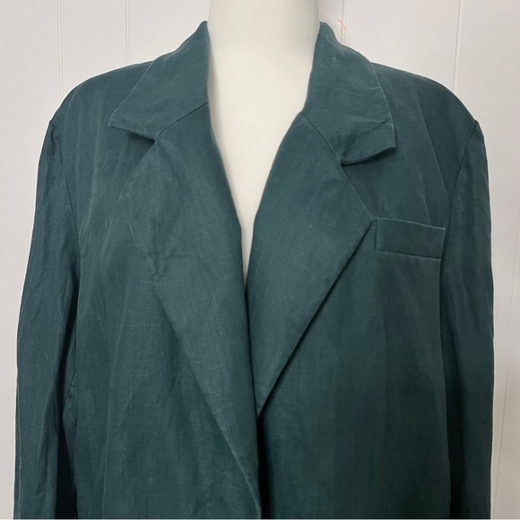 Lord & Taylor 100% Linen Unlined Blazer Longline Dark Green Size 18W Career - Picture 3 of 11